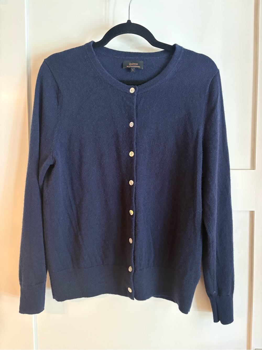 Quince Women's Mongolian Cashmere Navy Button Cardigan Sweater